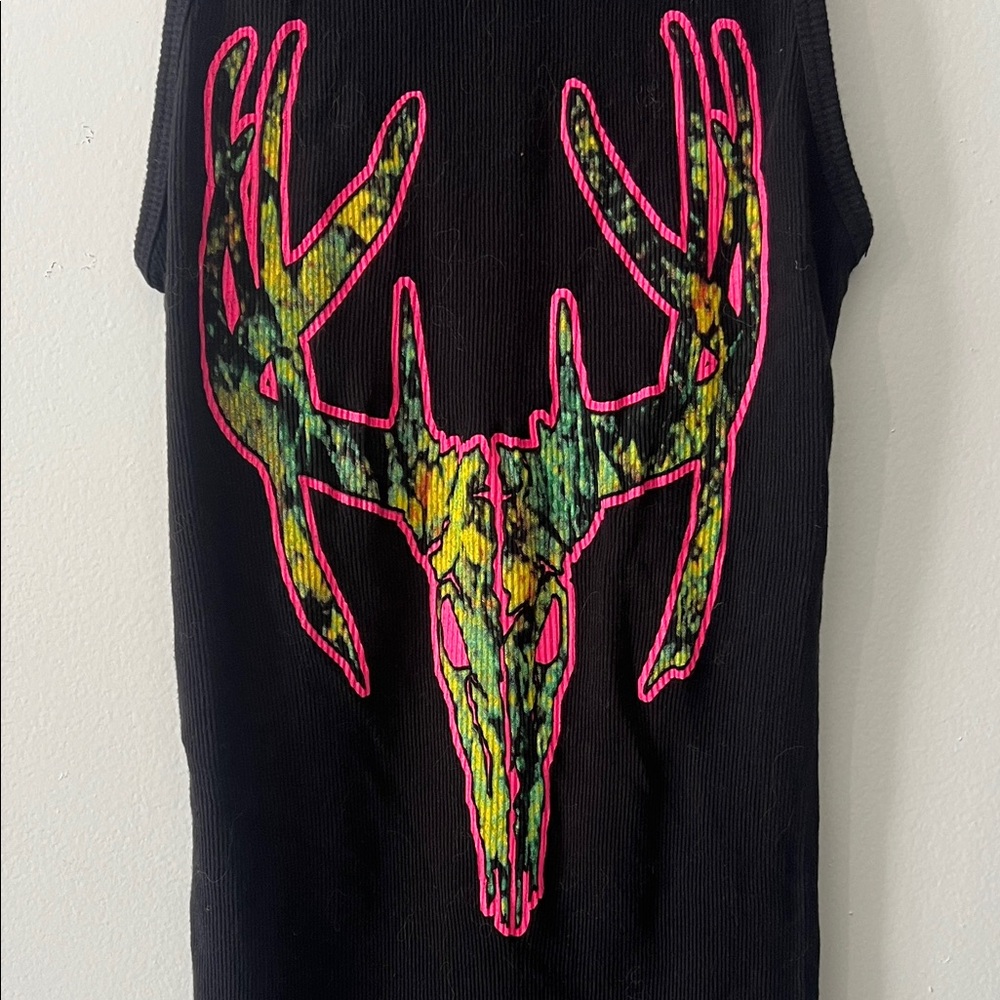 Black Tank Top with Pink 'Country Life' Print